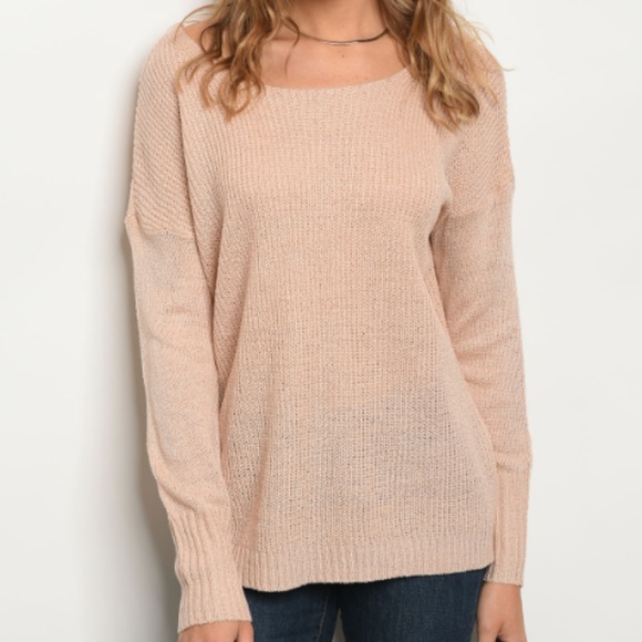 C.C. Boutique Sweaters - 1 LEFT SZ L!  Blush Pink Open Back Sweater